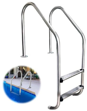 Pool Leiter, Edelstahl Handlauf mit Zwei Stufen, Tragkraft 250 Pfund, rutschfeste Stufenleiter, Einstiegshilfe Pool for Drinnen/draußen, Einfaches Erklimmen