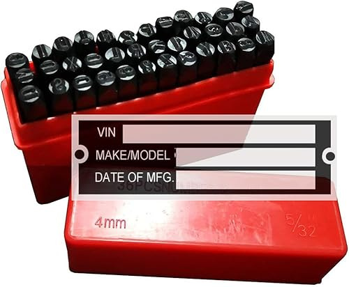 cwZhen 4MM Steel Die Metal Stamping kit Punch Tool with VIN Serial ID TAG Plate Data Blank CAR Truck HOT Rod Equipment Trailer（One Set）
