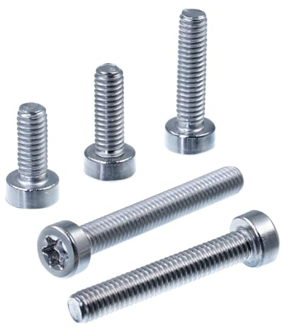 SECCARO Zylinderschraube mit niedrigem Kopf M5 x 8 mm, Edelstahl V2A VA A2, ISO 14580, TX/Innensechsrund, Vollgewinde, 20 Stück