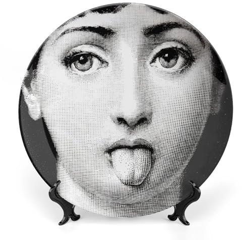 Fgjkt Piatto Lina Cavalieri, Piatto Decorativo da Parete, Decorazione da Appendere alla Parete con Piastra Facciale Misteriosa, Staffa Inclusa E Gancio A Molla Speciale,Style,8inch