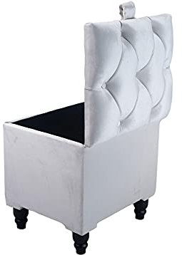 Samt gepolsterte Aufbewahrungsbank Chesterfield Faltbox mit Deckel Spielzeug und Schuhaufbewahrung Würfel Holz Design Mini Bank für Wohnzimmer (Creme)