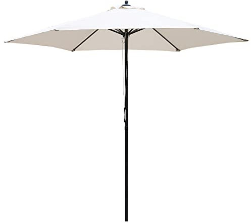 HUIBBGO Parasol de terrasse, Parasol de Table d'extérieur à 6 Baleines, Blanc cassé, 2,8 m