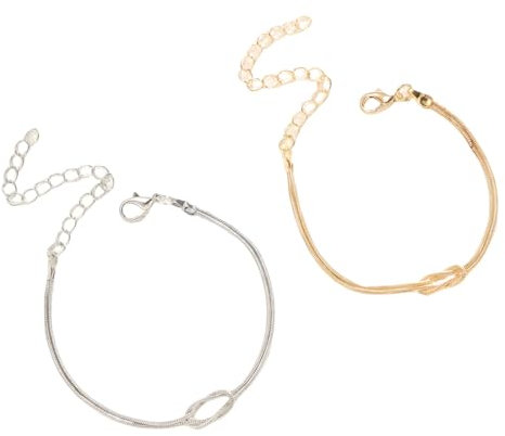 IKOPFLN 2 Stück 14K Knot Armband Gold,Silber,Partnerarmbänder,Paar Armbänder,Paare Geschenke,Passende Pärchen Armband Für Paaren Freundschaft Beziehung Passend Armreifen