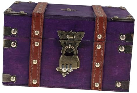 Luxshiny Scatola Portaoggetti in Legno Massello Contenitore Per Gioielli Vintage Con Serratura Organizer Per Bustine Di Tè e Orologi Per Riporre Collane e Piccoli Oggetti