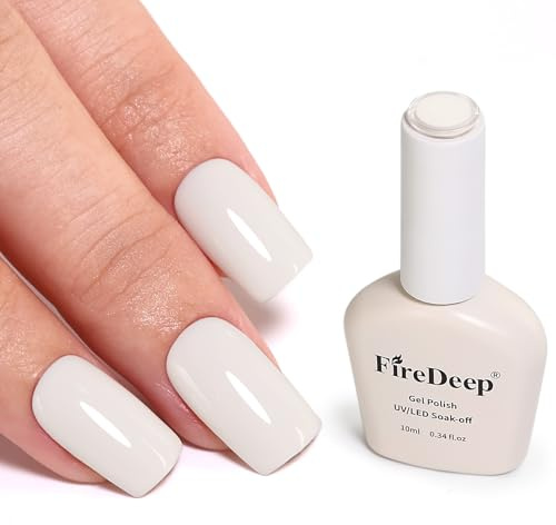 Firedeep 10ml Milky White Gel Polish Hema Free Long Lasting Soak Off French Manicure Gift for Women 1Pcs
