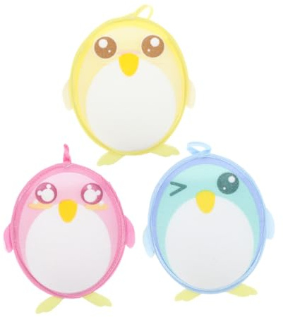 VALICLUD 3 Stück Cartoon Pinguin Badetücher Doppelseitige Waschhandschuhe für Lustige Körperpflege Werkzeuge für Entspannendes Badeerlebnis Zufällige Farbe
