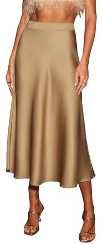 CUPSHE Jupe midi en satin pour femme
