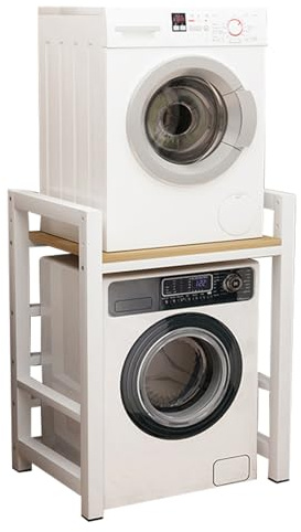 Tumble Dryer Stand Over Washing Machine, 3 Height Adjustment, Metal Washing Machine Stacking Kits with Anti-slip Feet, Pipe Diameter 5cm, Load Bearing 300kg