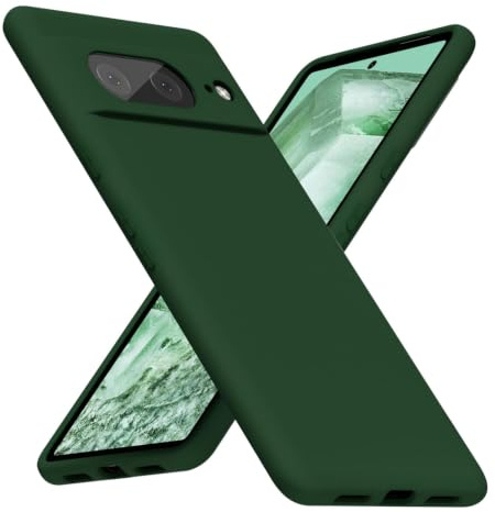 LoeoeL for Google Pixel 8 Phone Case Silicone, Minimalist Ultra Thin Slim Soft Rubber Solid Color Simple Cute Case for Girls, Aesthetic Girly Plain Jelly Gel &Camera Cover, Dark Green