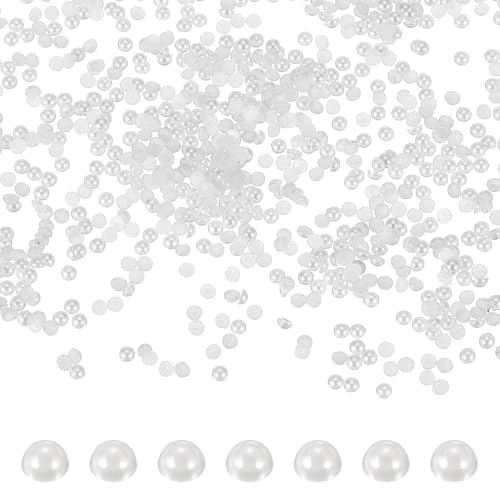 PATIKIL 8000 Stück Weiße Halbrunde Perlen 2mm ABS Flachrücken Strassperlen | Für Schmuckherstellung DIY Nageldesign Kleidung Hochzeitsdekoration