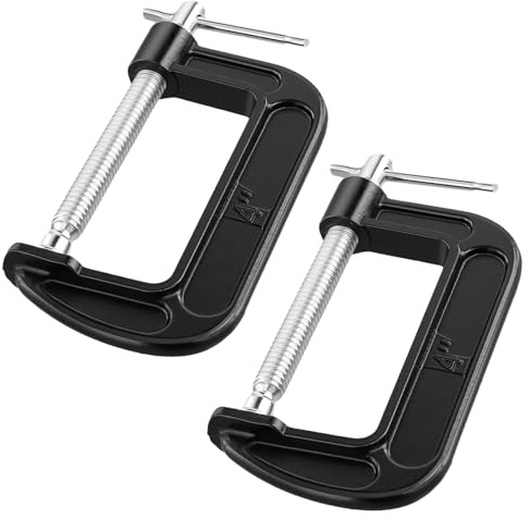 HONYUET 2 Pack C-Clamps, 4 Inch/100mm, Black G-Clamp for Welding Woodworking Aligning
