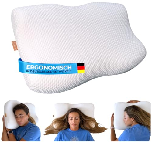 NIVORA® ErgoSleep Rückenschläferkissen Nackenkissen 59 × 36 cm aus Memory Foam – Ergonomisches Kopfkissen für Rückenschläfer – Abnehmbarer, waschbarer Bezug