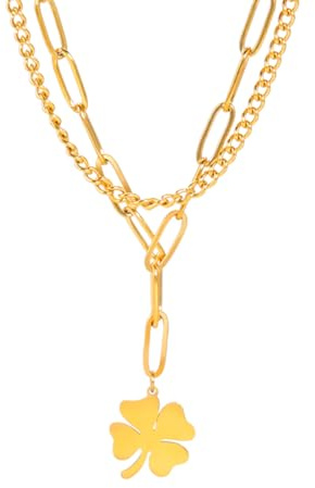 LYGBAOFUL Mädchen-Accessoires 925 Sterling Silber Vierblatt-Halskette für Frauen und Mädchen, minimalistischer Anhänger – 4-Halskette, Alhambra Lucky Birthday Valentine