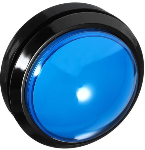 PAMINGONO Buzzer de Réponse Électronique Bleu avec Lumière et Son pour Jeu et Compétition, Grand Bouton Abs sans Pile, pour Concurrents et Joueurs Couleur Aléatoire