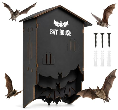 Nichoir pour chauve-souris en bois avec système à 3 chambres, résistant aux intempéries, boîte à chauve-souris comme abri pour l'extérieur, jardin, cour, arbre – pour décoration d'arbre de jardin en
