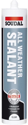 Soudal ALL WEATHER SEALANT Weatherproof Roofing Silicone 300ml - CLEAR