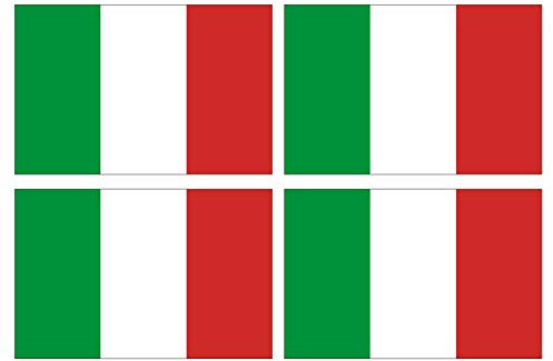 Supstick Set di 4 adesivi per bandiera nazionale italiana, formato 6 x 4 cm