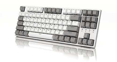 DURGOD Taurus K320 TKL Mechanische Tastatur, 87 Tasten, Tenkeyless, US Layout, mit USB-C-Kabel, Doubleshot PBT-Tasten, programmierbare Tasten, NKRO Rollover, für Windows & Mac (Cherry MX Clear, Weiß)