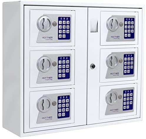 Rottner Marie Schlüsselausgabesystem 6 Fächer mit Elektronikschloss Innenmontage Schlüsseltresor Notöffnung per Schlüssel Zentralöffnung mit Zylinderschloss inklusive Befestigungsmaterial