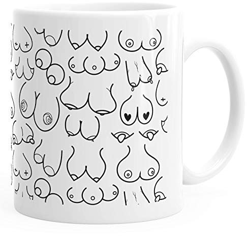 MoonWorks® Kaffee-Tasse Titten-Muster Brüste Fun-Tasse Titten-Tasse Büro-Tasse weiß unisize