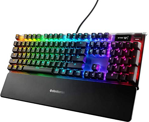 SteelSeries Apex 7 - Tastiera meccanica per videogiochi - Smart Display OLED - Retroilluminazione LED RGB - Switch Marroni - Layout Americano (QWERTY)
