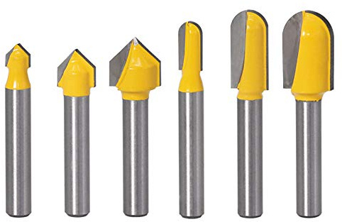 Yakamoz 6Pcs 1/4 Shank Carbide 90 Degree V-Groove and Round Nose Groove Router Bit Set 3D CNC Signmaking Lettering Engraving Cutter Woodworking Carving Cutting Tool
