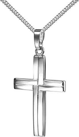 JEVELION Kreuz-Anhänger mit Kette für Damen, Herren und Kinder als KettenAnhänger mit Kette 925 Silber mit Schmuck-Etui