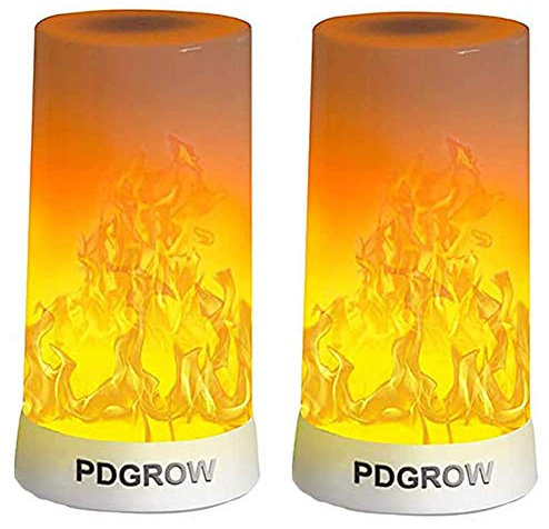 PDGROW LED Flamme Lampe 2 Satz, USB wiederaufladbare Flamme Nachtlicht, Schreibtisch/Tischlampe wasserdicht mit Magnetfuß & Aufhängehaken für Weihnachten, Halloween, Party, Innen/Außenbereich