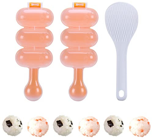 NWLS RICE BALL MAKER 3-teiliges Set für das Formen von Reisbällchen | Sushi Maker Set | das perfekte Sushi Zubehör | Reisballform aus lebensmittelechtem Polypropylen | inkl. Reislöffel