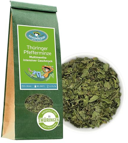 Thüringer Pfefferminztee 200g - aromatischer Haustee - Grobschnitt - Thüringer Pfefferminze - naturbelassen - PEPPERMINTMAN