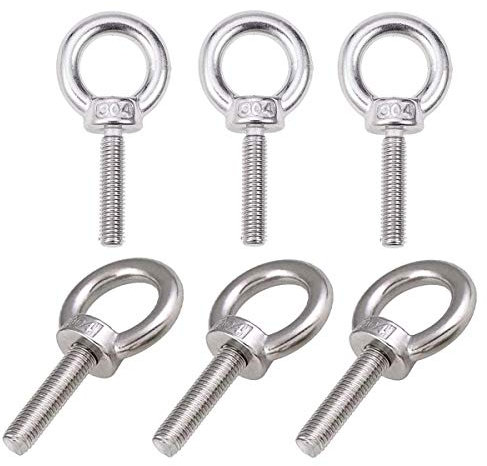 Liwein Bullone a Occhiello M8x40 Bulloni per Viti Filettate Maschio 304 Acciaio Inossidabile Filetto Anello Bullone Occhiello Sollevamento per Esterni Altalena Casa Ufficio -6 Pezzi