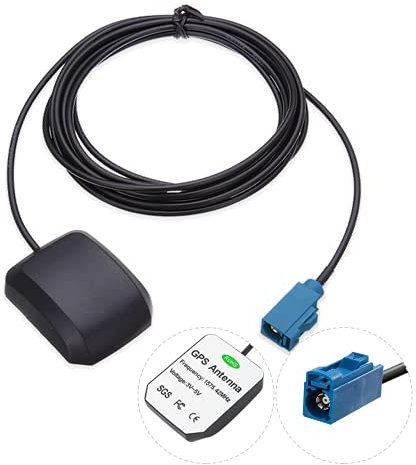 Vecys Fakra GPS Antenne GPS Antenne 28dbi Fakra C Weiblich Gerader Adapter 3m RG174 Auto GPS Fakra Antenne Magnetfuß für Kraftfahrzeuge GPS Navigationssystem