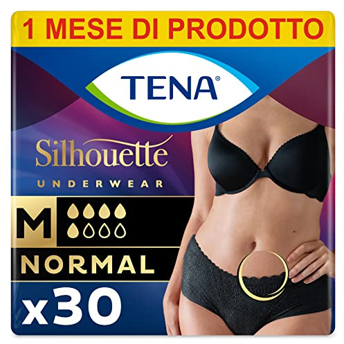 Tena Silhouette, Noir, Low Waist, Size M, 30 Mutandine