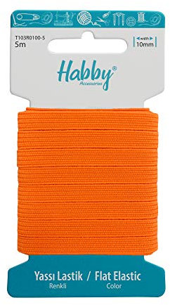 Habby Accessories 5m Gummiband | Elastic Bands | Gummilitze | Gummizug | Gummiband Nähen | Flach | 10mm | Neon Orange