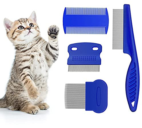Flohkamm für Katzen und Hunde, 4 Stück Läusekamm Staubkamm für Hunde Katzen Effektiv Gegen Flöhe & Läuse Profi Floh Kamm für Hund & Katze
