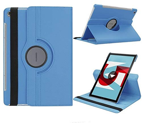 QiuKui Tab Hüllen Ständer Für Huawei MediaPad M5 10,8 Zoll, Tablet-Abdeckung 360 drehende Flip PU Ledertasche Für Huawei MediaPad M5 Pro 10 10.8 (Farbe : M5 10.8 Light Blue)