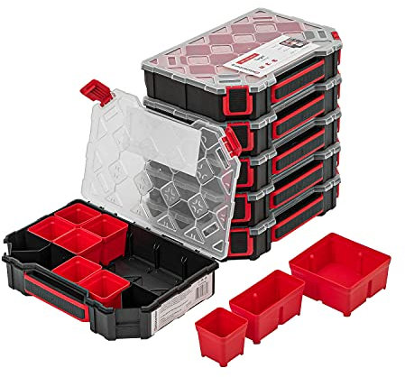 6x Sortimentskasten Kleinteilemagazin mit Transparent Deckel Sortierkasten Sortierkoffer Werkzeugbox Sortimentskoffer Kasten mit herausnehmbaren Fächern