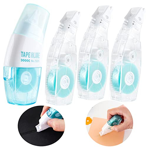 4Pcs Refilable Adhesive Roller Dots Tape Runner Repositionable with Refill Set for Scrapbooking Tape Portable Arts Adhesive Dots Roller Applikator Photo Card Book Making Scrapbooking Supplies