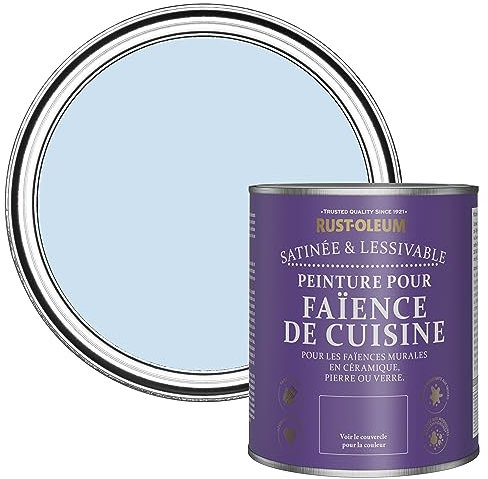 Rust-Oleum Peinture Bleue Résistante à l'eau pour Faïence de Cuisine, Finition Satinée - Bleu Poudré 750ml