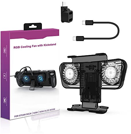 Szaerfa Ventilador/Soporte de refrigeración Base Externa de Repuesto para Steam Deck/Switch/OLED, con luz LED, Accesorios para Consolas de Juegos Sistema de refrigeración eficiente