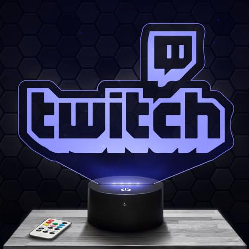 Nachttischlampe - Touch-Nachtlicht Logo Twitch 3D-LED-Lampe Illusion, Geschenkidee Weihnachten Geburtstag Junge und Mädchen Nachttischlampe Kinder- oder Erwachsenenzimmer