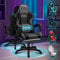 ELFORDSON 2-point Massage Gaming Chair with XL Lumbar Cushion Headrest Footrest, Comfy Computer Office Chairs Tall Back Heavy Duty for Home Office, Grey and Black