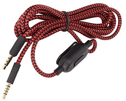 Cavo per Cuffie di Ricambio Cuffie da Gioco Rosso Nero Rame Privo di Ossigeno Cavo Microfono Incorporato con Controllo del Volume per G433 G233 G Pro X Pc Phone