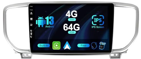 SXAUTO Android 14 IPS Autoradio Passt für KIA KX5 / Sportage 4 (2016-2019) - Eingebaut Carplay/Android Auto/DSP - LED Kamera + MIC - 4G+64G - DAB 360-Camera Lenkradsteuerung Fast-Boot - 2 Din 9 Zoll