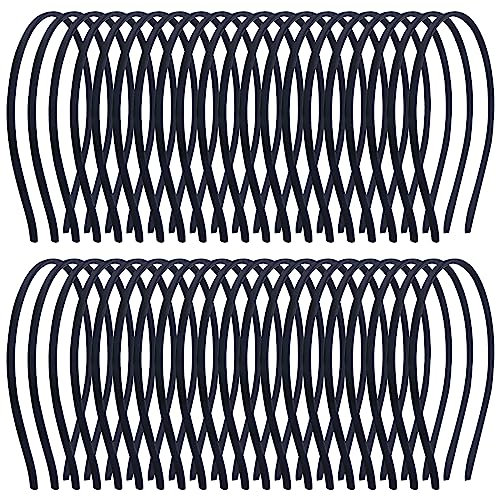 Cinaci 40 Stück 6mm Dünne Skinny Schwarz Fleck Überzogen Metall Stirnbänder Einfache einfache DIY Handwerk Haarbänder Zubehör für Frauen Mädchen Teens Kinder Kleinkinder