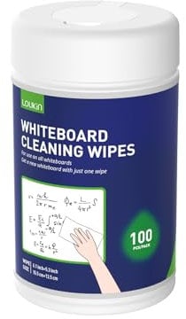 Loukin Whiteboard Cleaning Wipes, Dry Erase Board Cleaning Wipe, Non-toxic White board Wipe, 100 Wipes per Canister