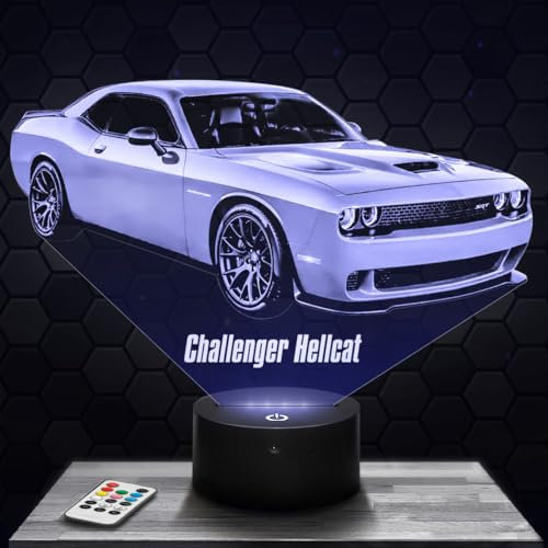 Nachttischlampe Auto Challenger Hellcat D deko Supercar Fahrzeug Luxus Tuning. Geschenkidee Mann objekt Auto Challenger Hellcat D Nachtlicht Erwachsene deko Zimmer. Weihnachten TOP