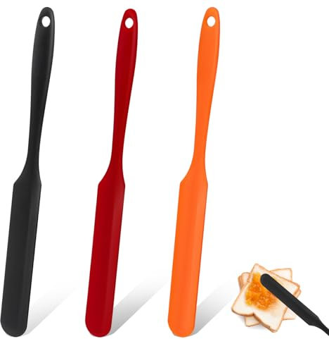 3pcs Jar Spatula, Silicone Jar Spatula Heat Resistant Kitchen Spatulas with Long Handle, Jam Spreader Cake Cream Butter Spatulas Mixing Batter Scraper for Jars Baking Cake Icing