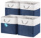 OrganiHaus Aufbewahrungsbox 33x33cm 4er-Set, Würfelkörbe aus Stoff mit Seilgriffen, Faltbare Aufbewahrungswürfel für Kallax Organizer, Ablagekörbe für das Kinderzimmer Navy blau