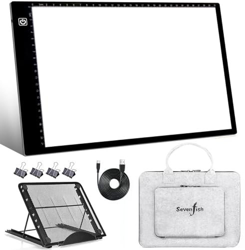SevenFish Diamond Painting Zubehör A4 Light Pad, Upgraded Light Board Hohe Helligkeit Keine Schwarzen Punkte Diamond Art Light Box für Diamond Painting Werkzeuge,